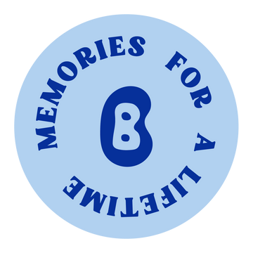 Circular logo with 'Memories for a Lifetime' text and a stylized letter 'B' on a light blue background.
