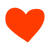 Red heart shape on a white background
